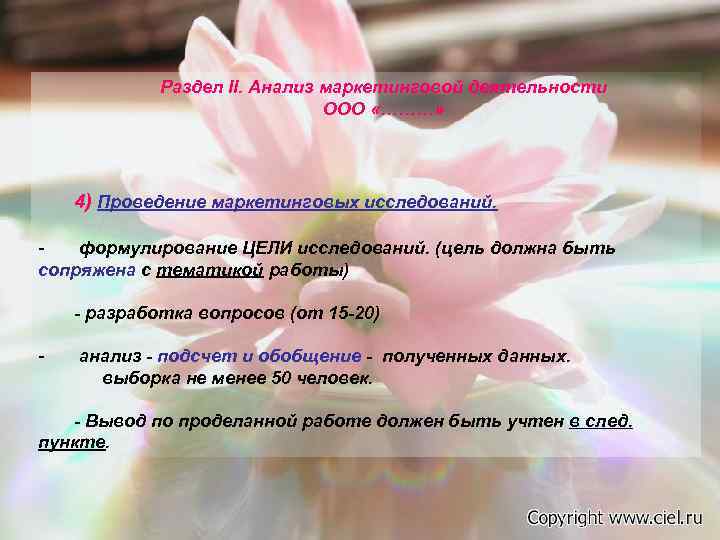    Раздел II. Анализ маркетинговой деятельности      ООО