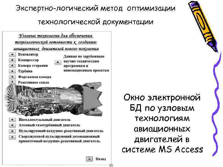 Экспертно-логический метод оптимизации технологической документации      Окно электронной  