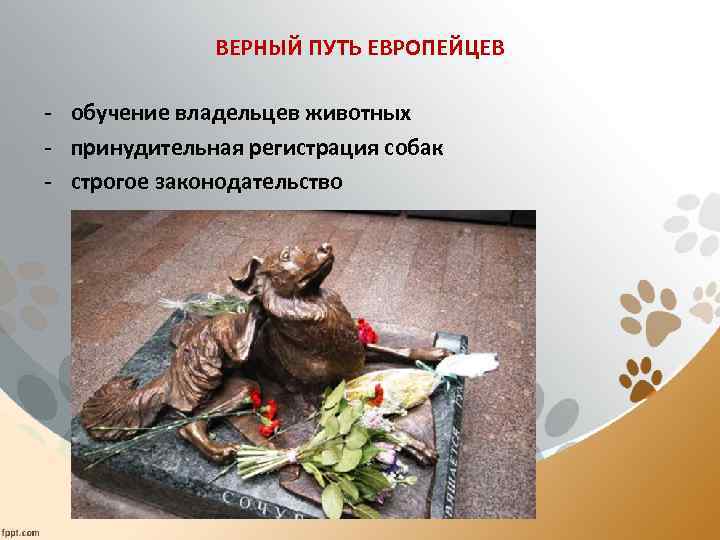 ВЕРНЫЙ ПУТЬ ЕВРОПЕЙЦЕВ - обучение владельцев животных - принудительная регистрация собак - строгое законодательство