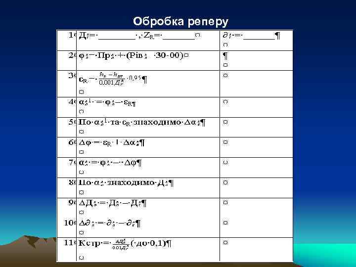 Обробка реперу 