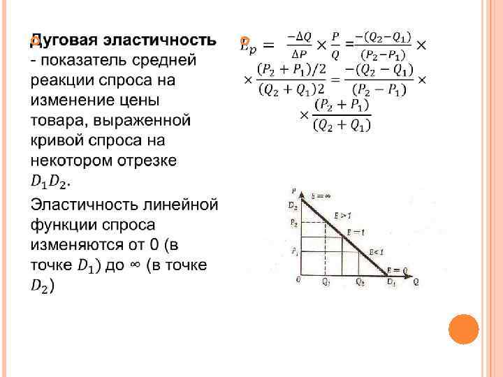 Эластичность спроса по цене линейной функции. Формула дуговой эластичности спроса по цене. Коэффициент дуговой эластичности спроса по цене. Дуговая эластичность пример. Дуговая эластичность между точками.