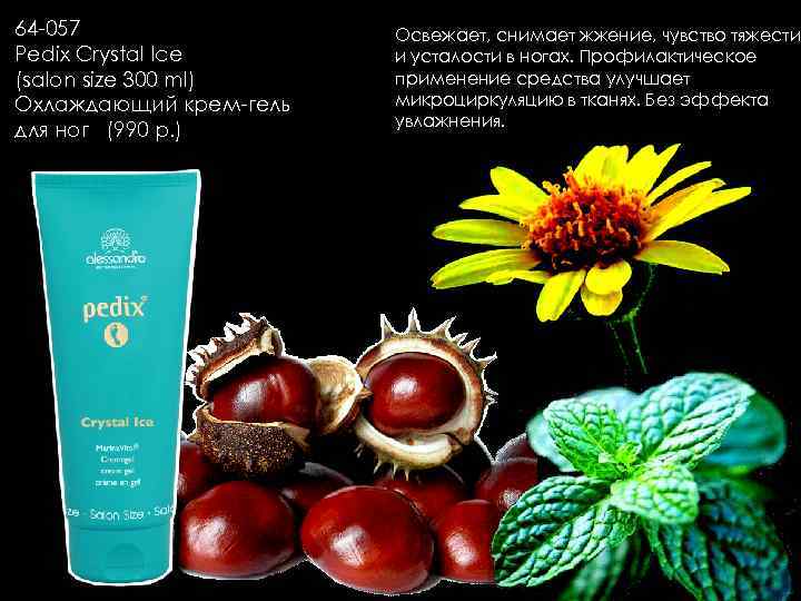 64 -057   Освежает, снимает жжение, чувство тяжести Pedix Crystal Ice  и