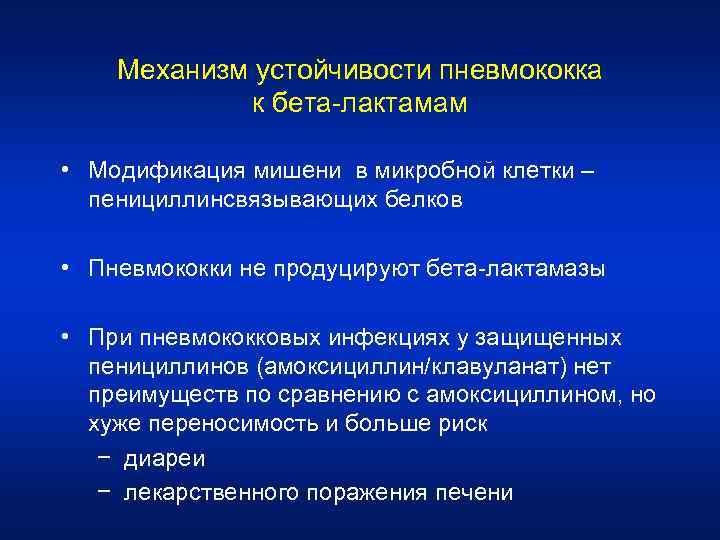 Механизм устойчивости пневмококка к бета-лактамам • Модификация мишени в микробной клетки – пенициллинсвязывающих белков