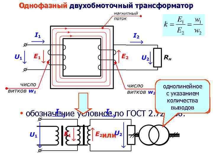 Трансформатор двухобмоточный на схеме