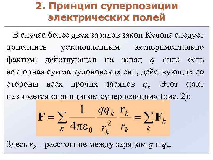 Сделав чертеж объясните сущность суперпозиции электрических полей