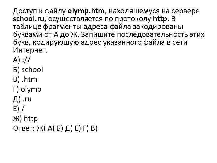 Фрагменты адреса файла закодированы. Доступ к файлу Олимп находящемся на сервере. Доступ к файлу находящемуся на сервере последовательность. Файл Olymp.htm. Доступ к файлу Олимп.ХТМ находящемуся на сервере.