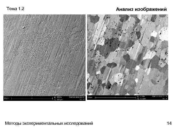 Тема 1. 2 Методы оптической микроскопии. Анализ изображений Методы экспериментальных исследований 14 