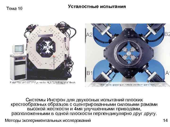 Тема 10 Усталостные испытания Системы Инстрон для двухосных испытаний плоских крестообразных образцов с сцентрированными