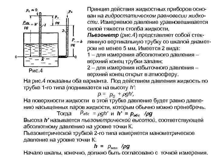 Что измеряет пьезометр изображенный на рисунке