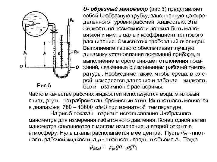 U образный манометр