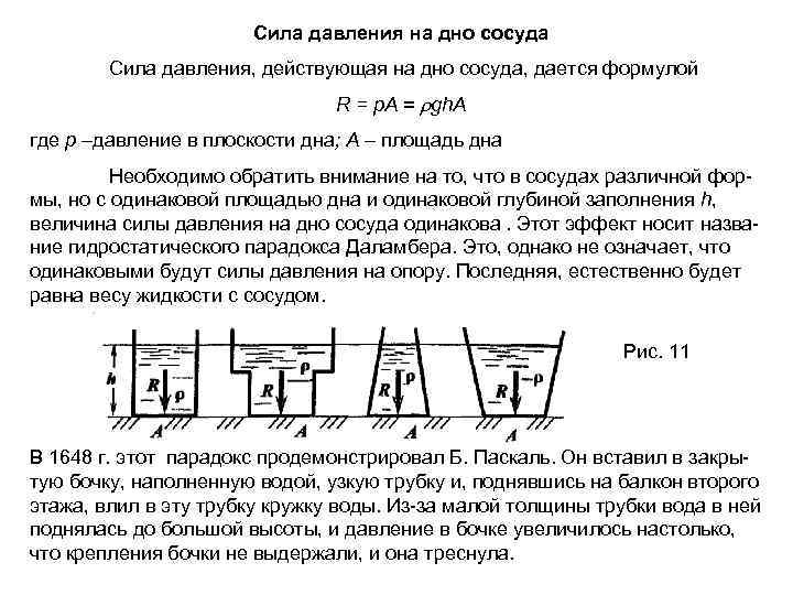 Сила давления в сосуде. Сила гидростатического давления на дно. Сила гидростатического давления на дно сосуда. Формула гидростатического давления жидкости на дно сосуда. Сила гидростатического давления на дно формула.