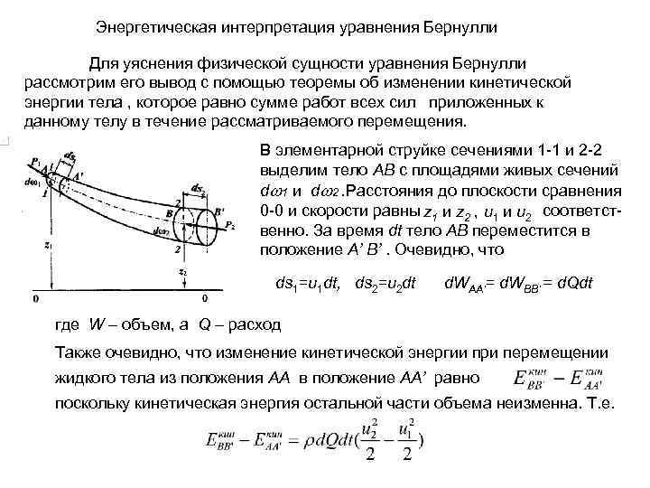 Физический смысл уравнения бернулли