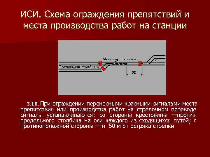 Ограждение места производства работ на стрелочном переводе