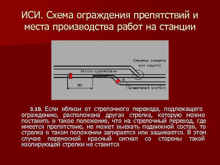   ИСИ. Схема ограждения препятствий и места производства работ на станции  3.