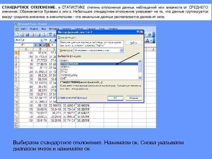 СТАНДАРТНОЕ ОТКЛОНЕНИЕ, в СТАТИСТИКЕ степень отклонения данных наблюдений или множеств от СРЕДНЕГО значения. Обозначается