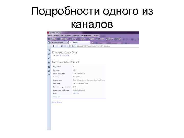Подробности одного из каналов 