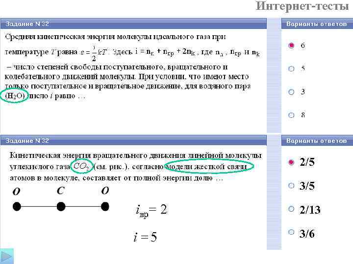  Интернет-тесты 2/5 3/5 iвр= 2 2/13 i =5 3/6 