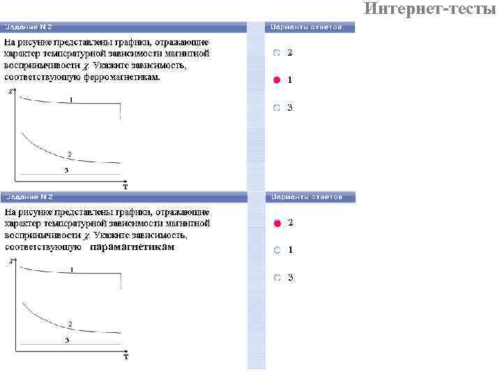 Интернет-тесты парамагнетикам 