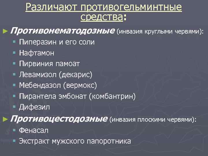 Противоглистные препараты презентация фармакология