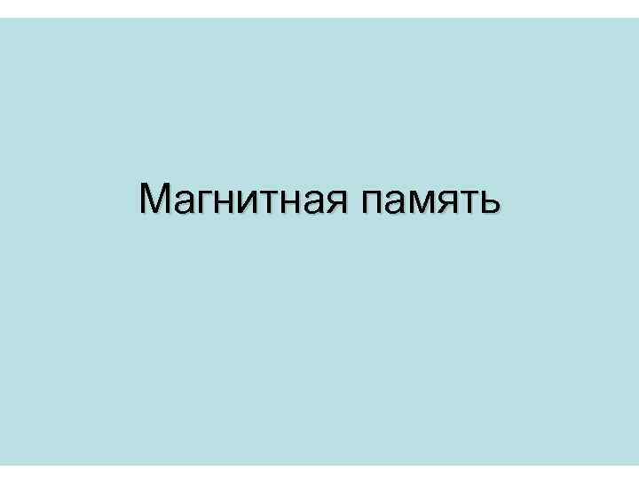 Магнитная память 