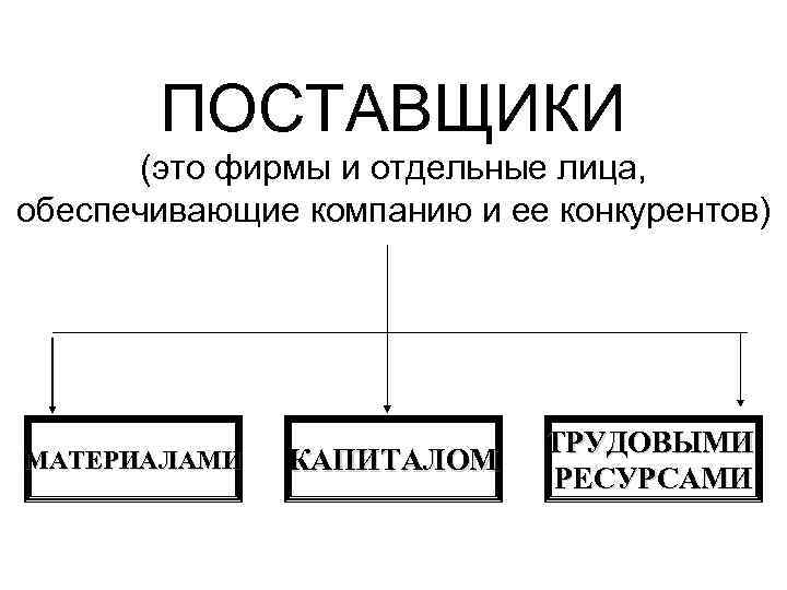  ПОСТАВЩИКИ (это фирмы и отдельные лица, обеспечивающие компанию и ее конкурентов) ТРУДОВЫМИ МАТЕРИАЛАМИ