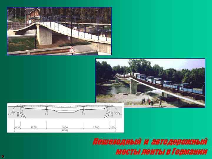 Пешеходный и автодорожный мосты ленты в Германии 