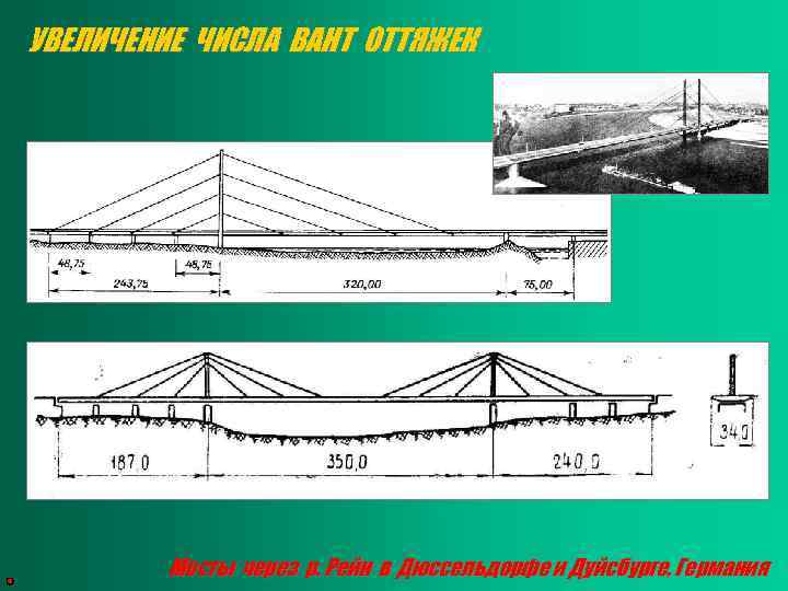 УВЕЛИЧЕНИЕ ЧИСЛА ВАНТ ОТТЯЖЕК Мосты через р. Рейн в Дюссельдорфе и Дуйсбурге, Германия 