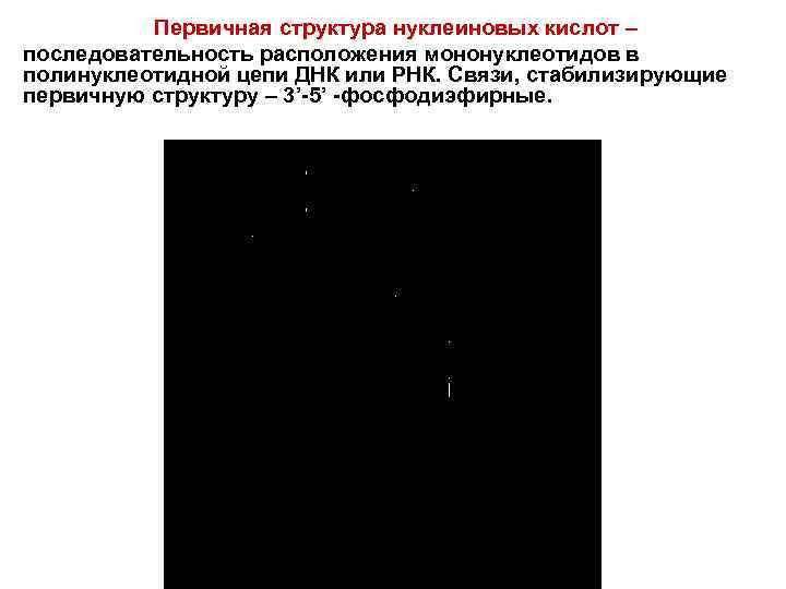 Первичная структура нуклеиновых кислот – последовательность расположения мононуклеотидов в полинуклеотидной цепи ДНК или РНК.