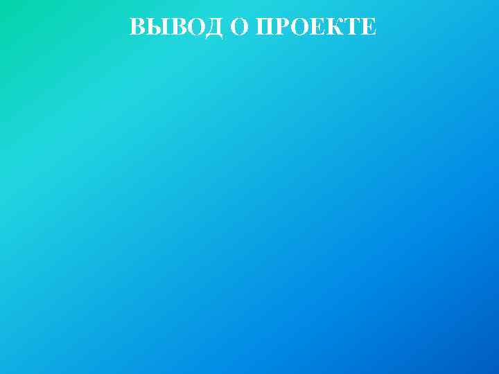 ВЫВОД О ПРОЕКТЕ 