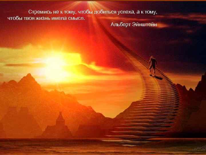 Стремись не к тому, чтобы добиться успеха, а к тому, чтобы твоя жизнь имела