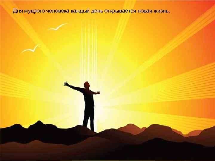 Для мудрого человека каждый день открывается новая жизнь. 
