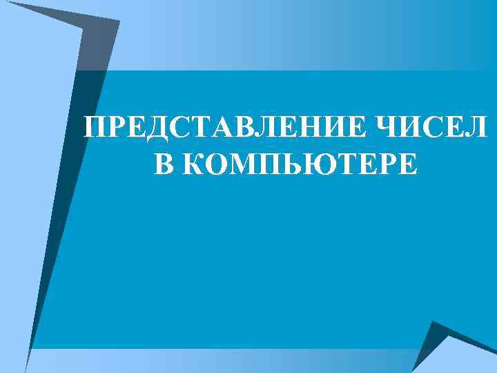ПРЕДСТАВЛЕНИЕ ЧИСЕЛ В КОМПЬЮТЕРЕ 10 класс 
