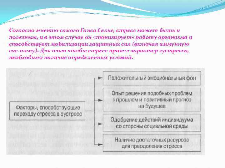 Согласно мнению самого Ганса Селье, стресс может быть и полезным, и в этом случае