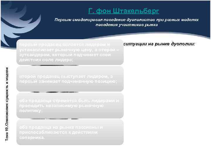       Г. фон Штакельберг     Первым