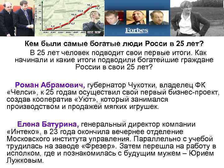 Кем были самые богатые люди Росси в 25 лет? В 25 лет человек подводит