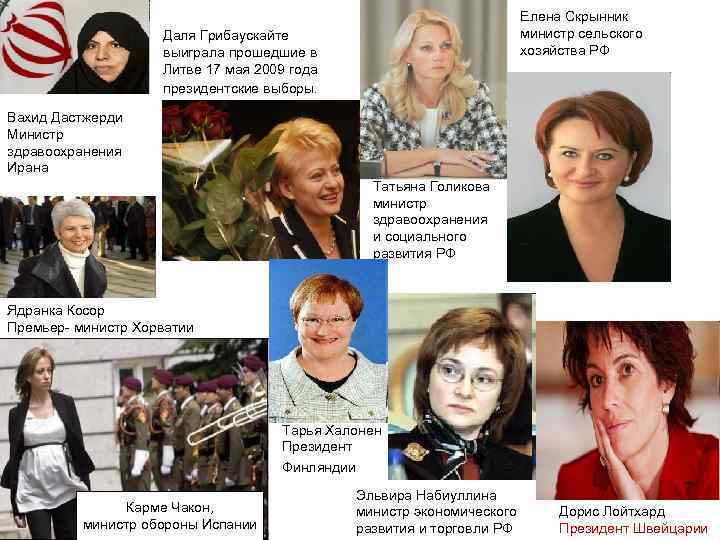 Елена Скрынник министр сельского хозяйства РФ Даля Грибаускайте выиграла прошедшие в Литве 17 мая