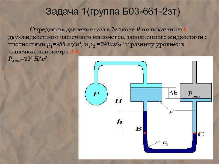 Вычислите давление газа в сосуде по показаниям манометра представленного на рисунке если атмосферное