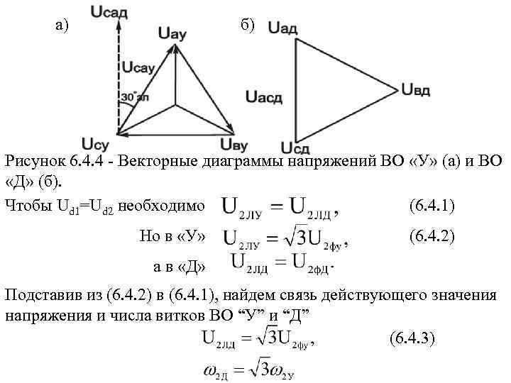 а) б) Рисунок 6. 4. 4 - Векторные диаграммы напряжений ВО «У» (а) и