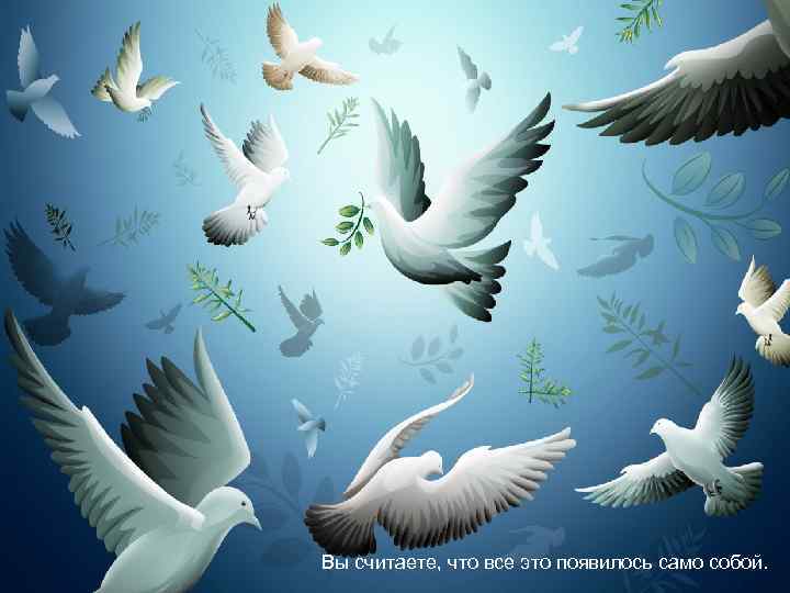 Вы считаете, что все это появилось само собой. 