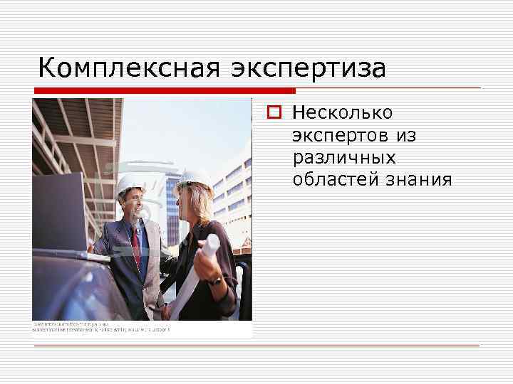 Комплексная экспертиза o Несколько экспертов из различных областей знания 