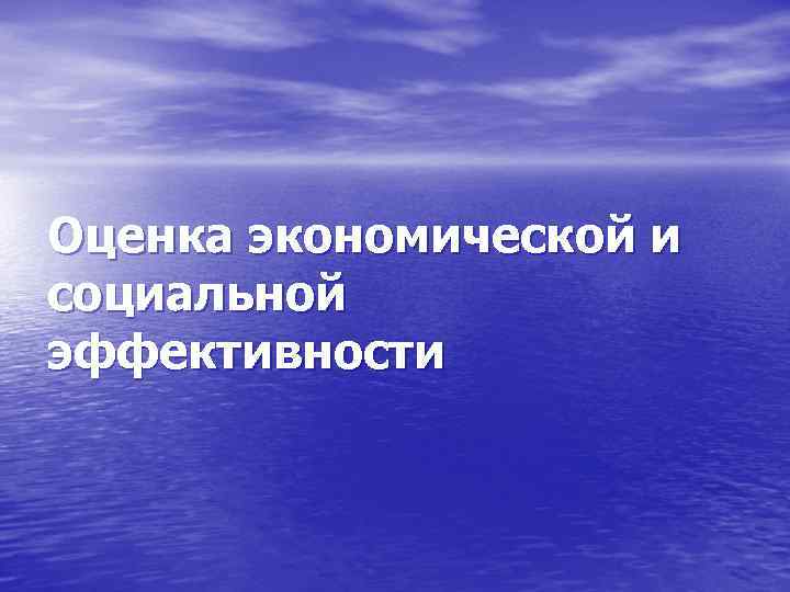 Оценка экономической и социальной эффективности 