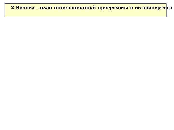 2 Бизнес – план инновационной программы и ее экспертиза 