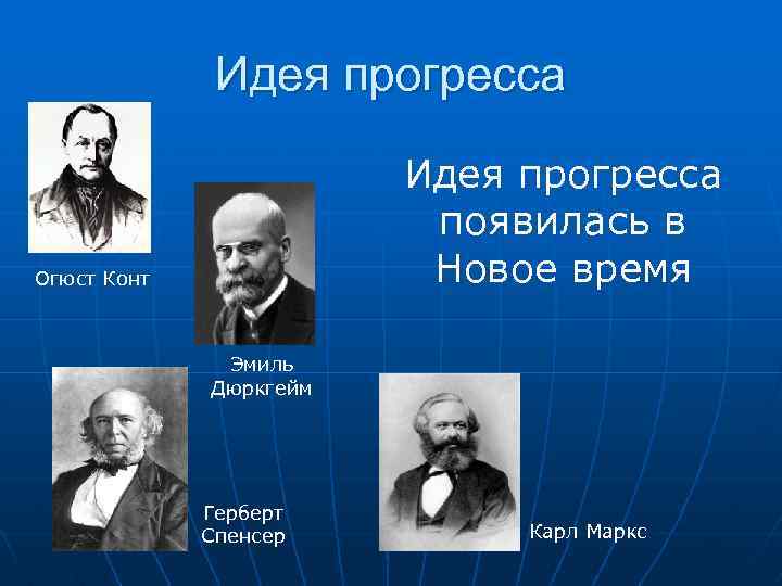    Идея прогресса     появилась в Огюст Конт 