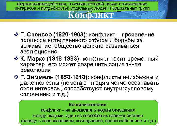 форма взаимодействия, в основе которой лежит столкновение интересов и потребностей отдельных людей и социальных