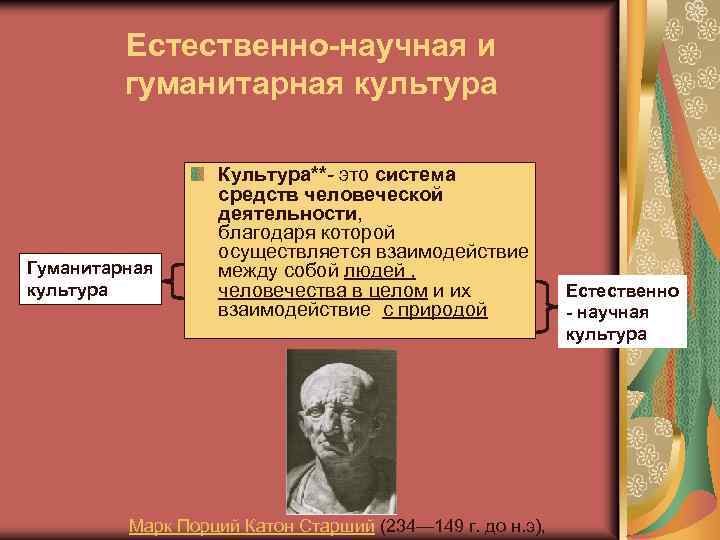 Естественно-научная и гуманитарная культура Гуманитарная культура Культура**- это система средств человеческой деятельности, благодаря которой
