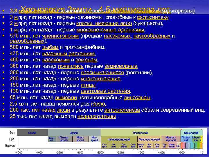 § § § § § Хронология Земли - 4. 5 миллиарда лет, 3, 8