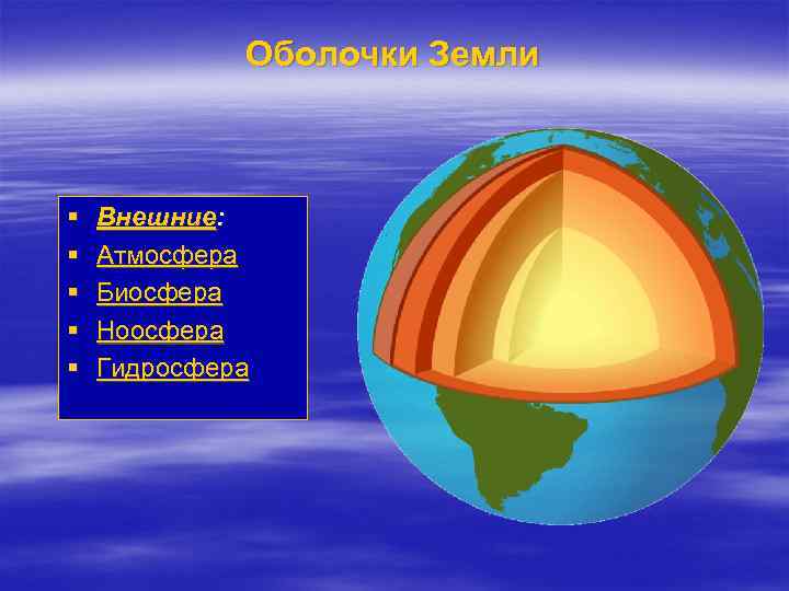 Основные оболочки