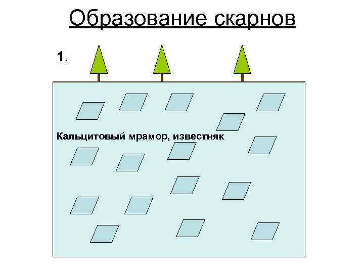 Образование скарнов 1. Кальцитовый мрамор, известняк 
