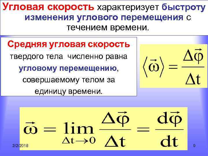 Угловая скорость изменяется