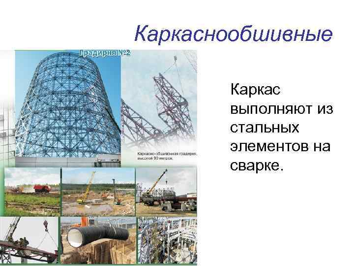 Каркаснообшивные Каркас выполняют из стальных элементов на сварке. 